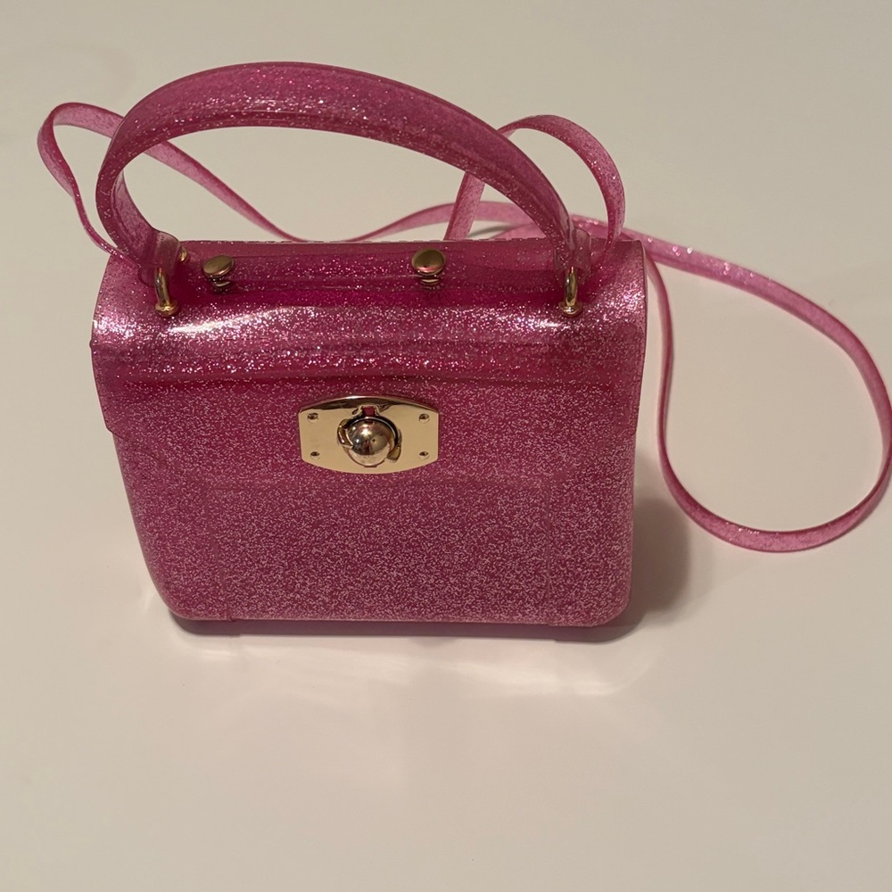 Pink Sparkle Jelly Purse Cross Body Bag Mini